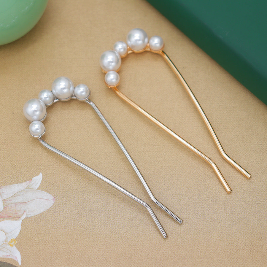 Fashion All-match Simple Pearl U-shaped Hair Clasp