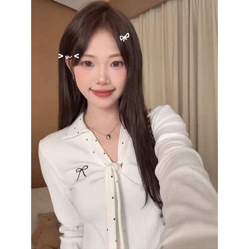 Premium Solid Color Polka Dot T-shirt For Women