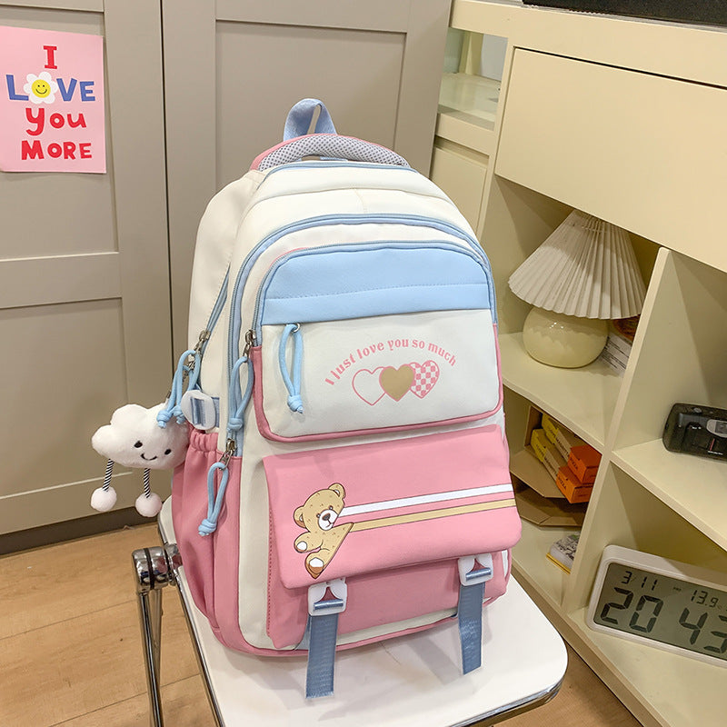 Student Portable Burden Alleviation Middle School High School Girl Large Capacity Backpack