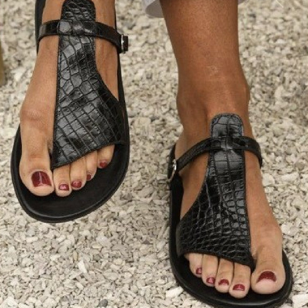 Women's Buckle Large Size Flat Bottom Sandals