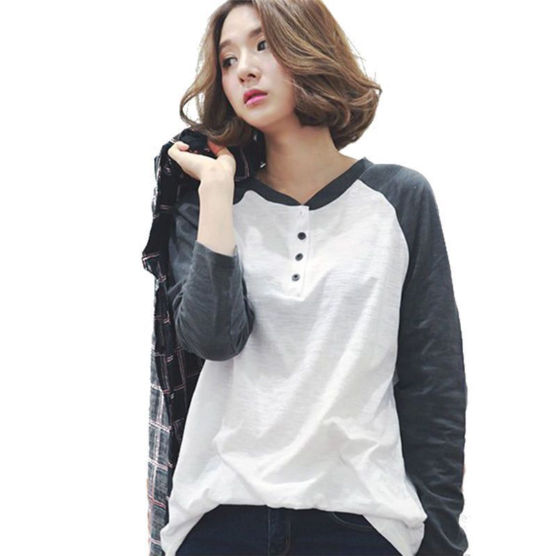 Women's Mid-length Loose Ins Top White Korean Style Long Sleeve T-shirt