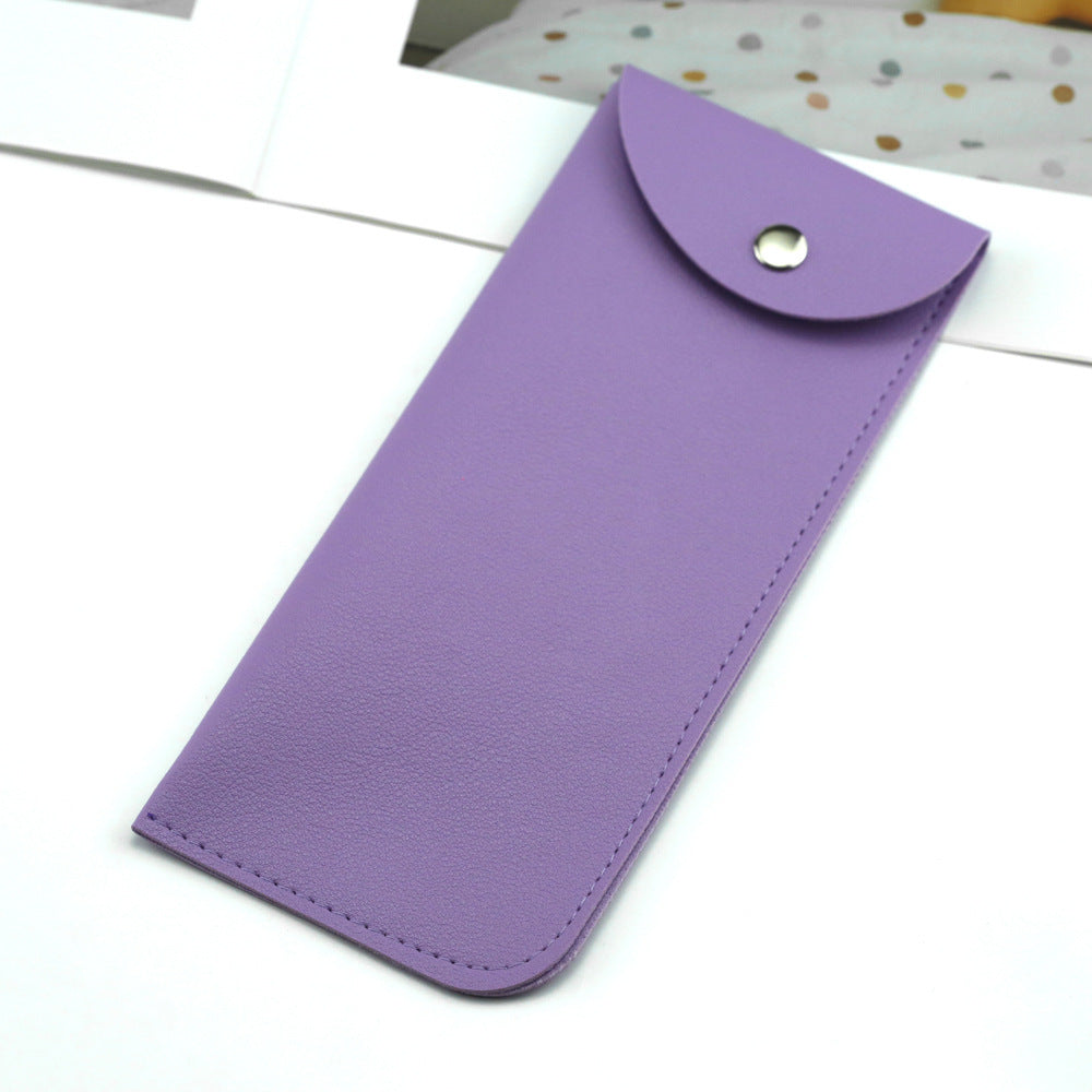 Leather Glasses Bag Thickened Open Holster Snap Button Portable