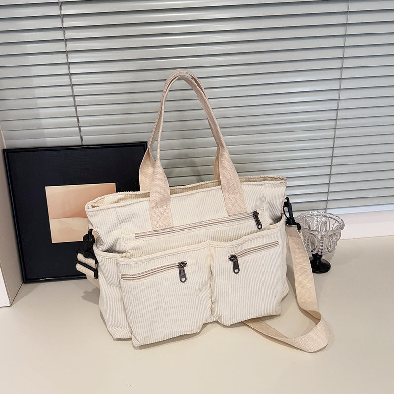 Korean Style Simple Large Capacity Fashion Corduroy Shoulder Bag