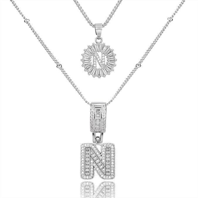 26 English Letters Copper-plated Gold Diamond Pendant Necklace