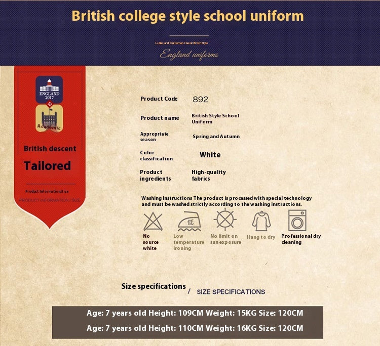Student British Style School Uniform