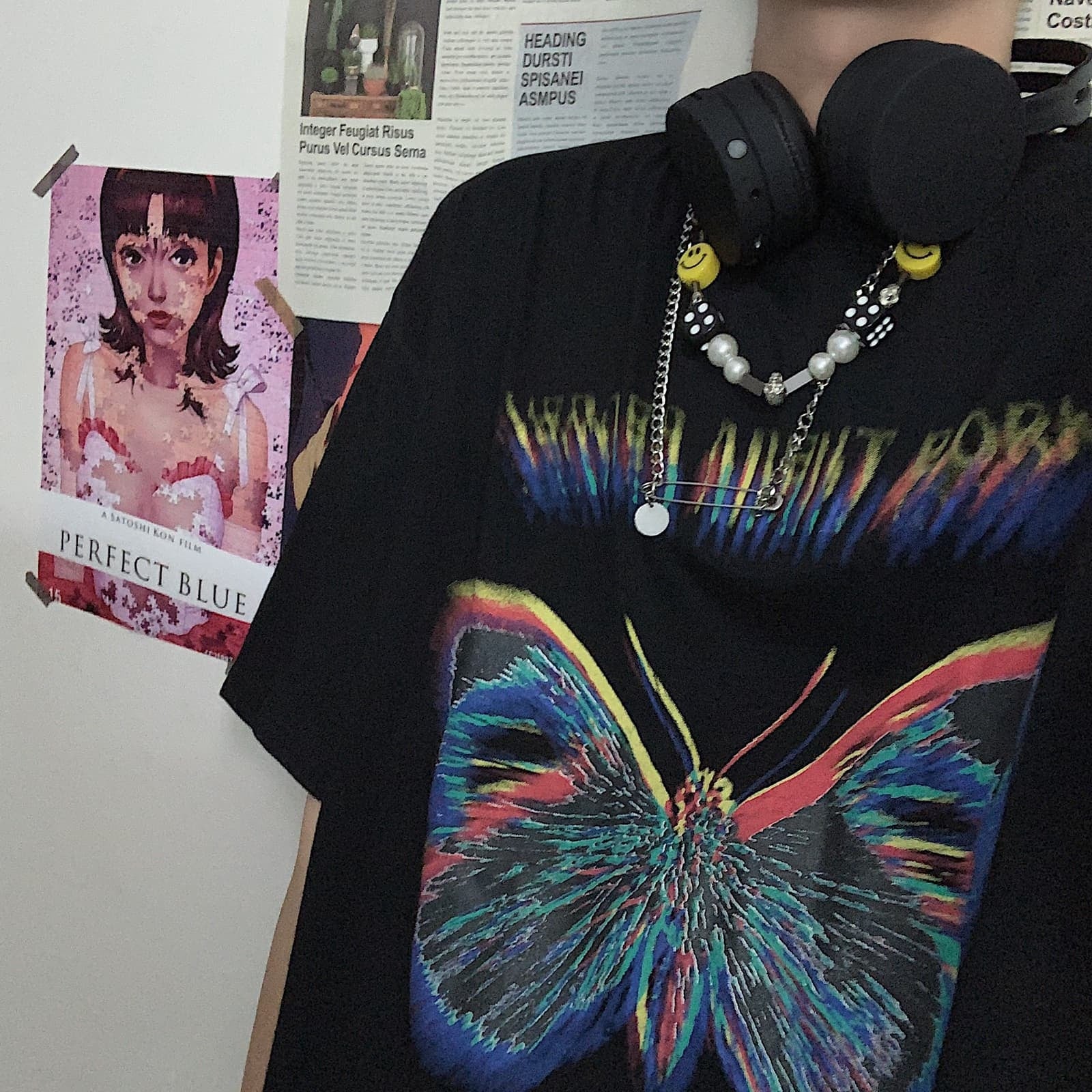 Butterfly print short sleeve