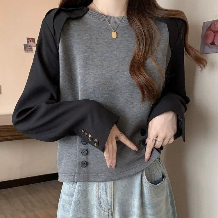 Slimming And Belly-covering Design Niche Fashion Long Sleeve T-shirt