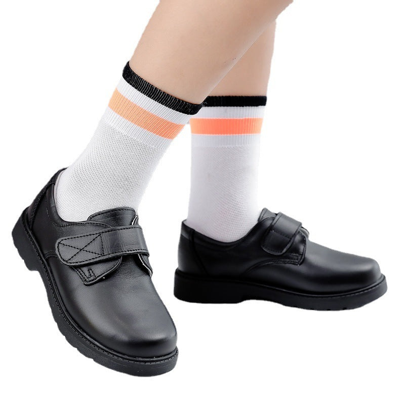 Boys' New British College Soft Sole Black Leather Shoes