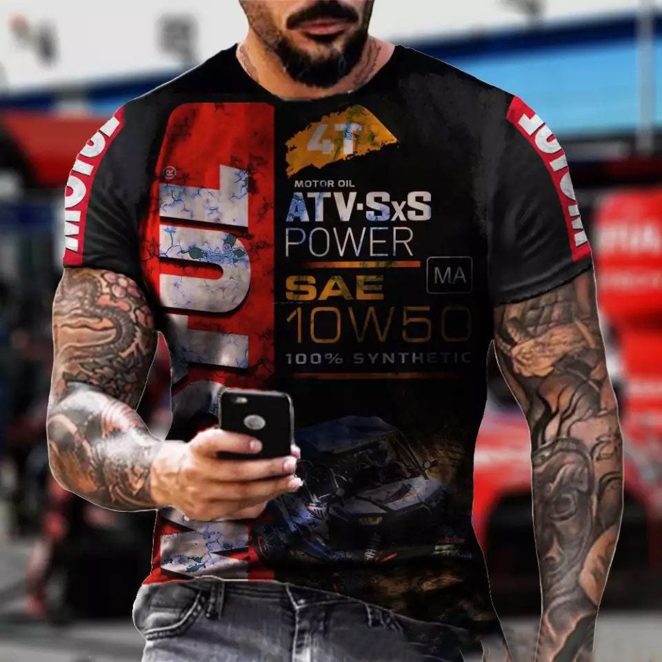 Men's Round Neck Pullover Short Sleeve Tee Digital Print Is Popular On The Street