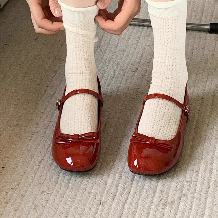 Ankela Red French Mary Jane Shoes Women