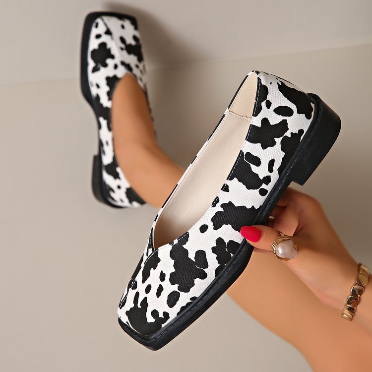 European And American New Large Size Cows Pattern Women's Fashion Flat Four Seasons Classic