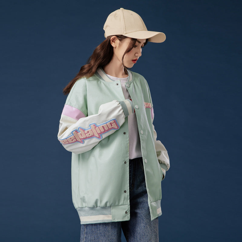 High School Students Korean Style Loose Thin Jacket Baseball Uniform