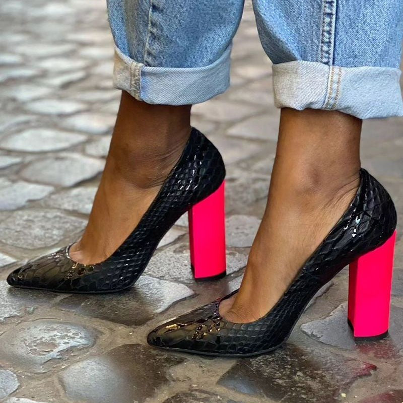 Personality Slip-on Snakeskin Heels Women