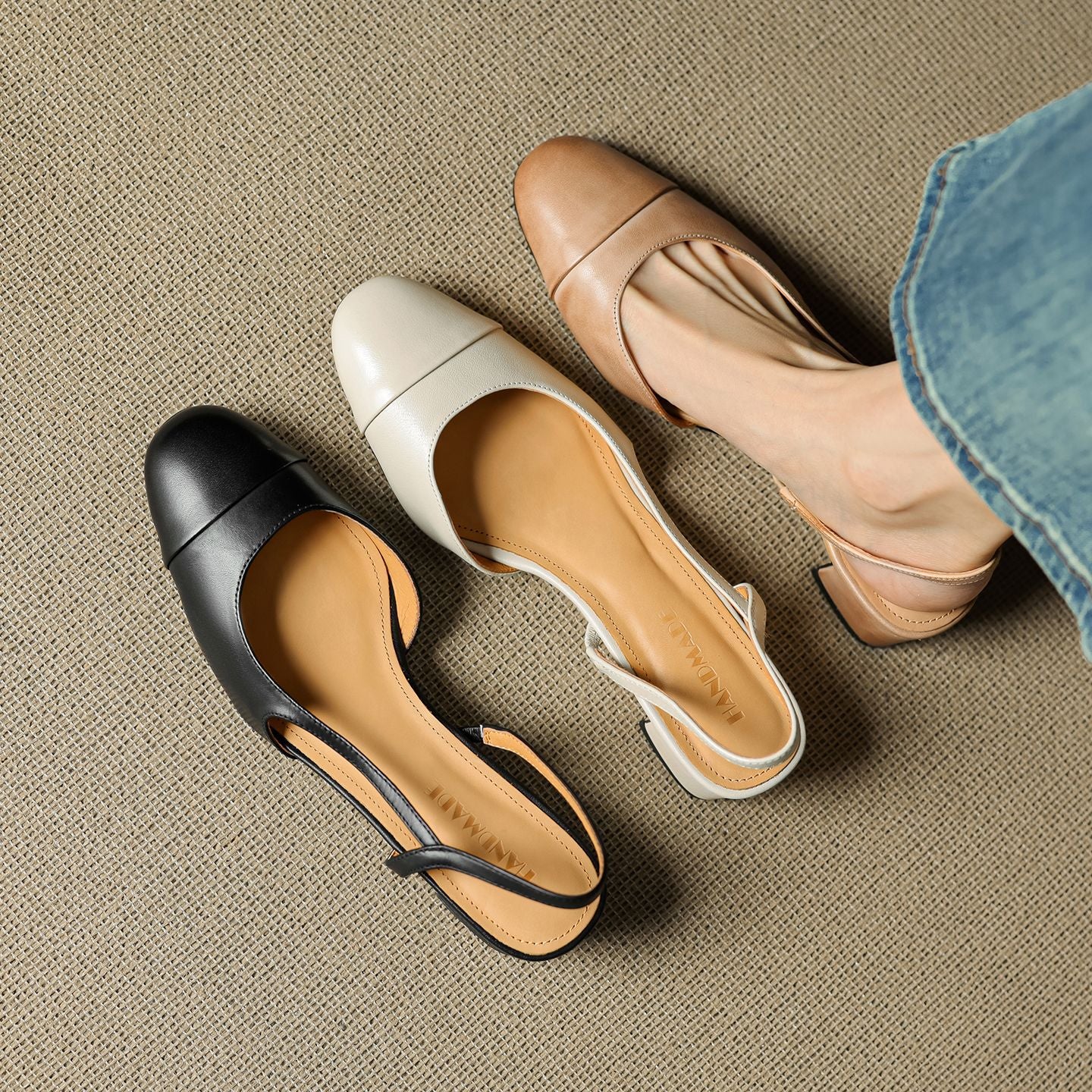 French Retro Back Empty Word With Toe Box Roman Sandals