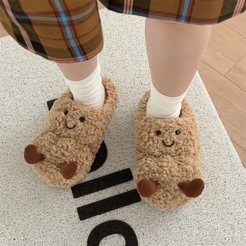 Home Thermal Cotton Slippers Women's Plush Confinement Shoes
