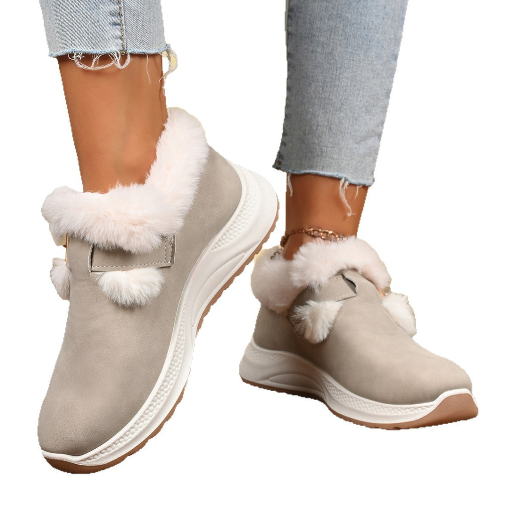 Winter Women's Fashion All-match Slip-on Thick Bottom Fluffy Cotton Shoes