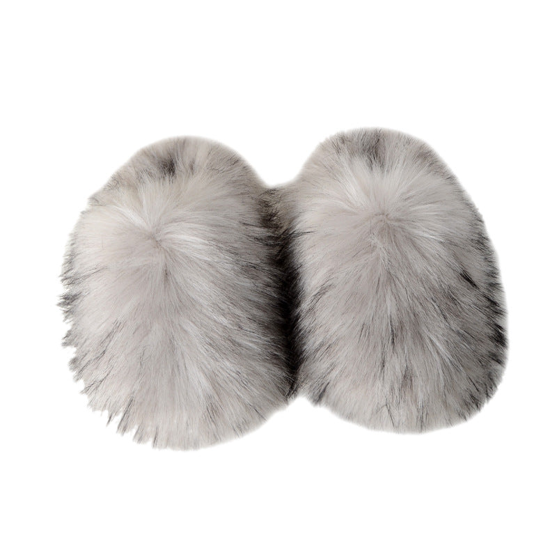 Woolen Slippers Winter Home Wear Velvet Thermal Non-slip Toe Covering Wool Sleeper