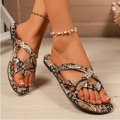Women's Flat Printed Slippers New Summer Bohemian Ethnic Style