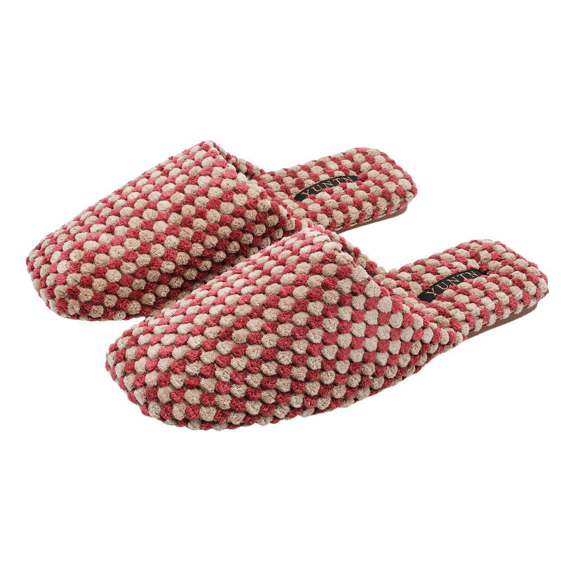Pineapple Velvet Skin-friendly Warm Suede Couple Cotton Slippers