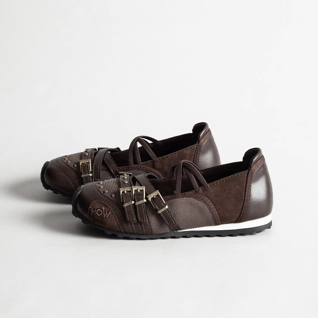 Brown Niche Retro Belt Buckle Sports Mary Jane Shoes Women