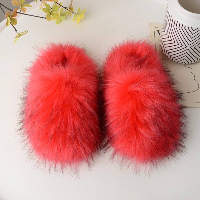 Woolen Slippers Winter Home Wear Velvet Thermal Non-slip Toe Covering Wool Sleeper