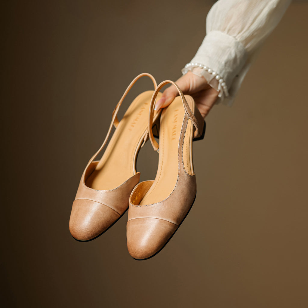 French Retro Back Empty Word With Toe Box Roman Sandals