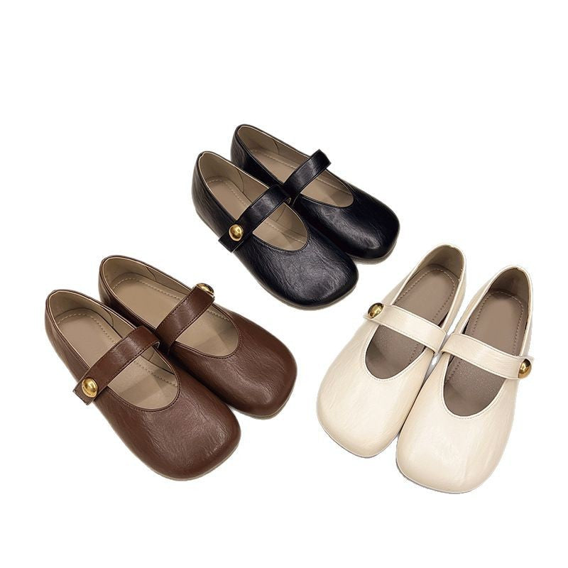 Women's Buckle Casual Leather Shoes Soft Bottom Pumps