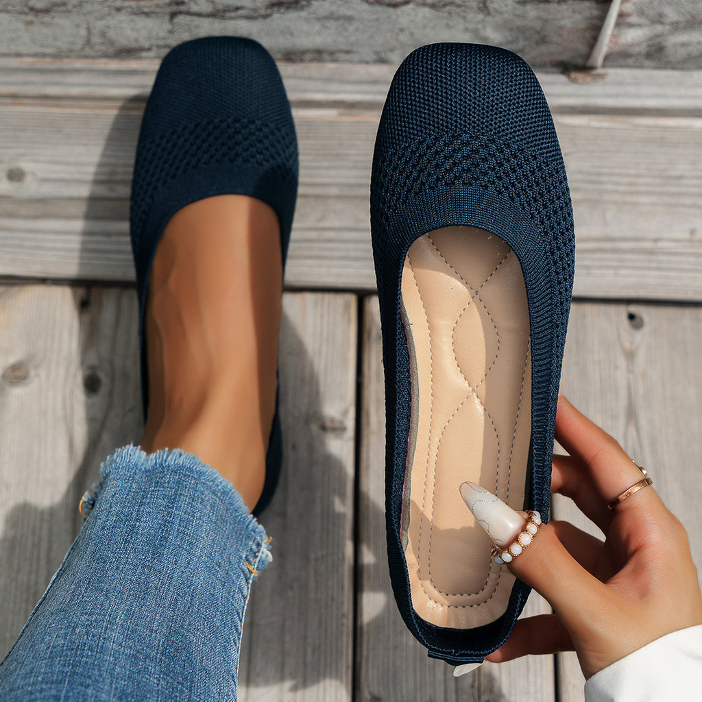 Large Size Flying Woven Women's Shoes Shallow Mouth Mesh Breathable