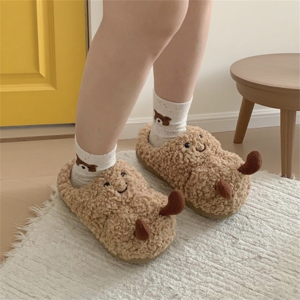 Home Thermal Cotton Slippers Women's Plush Confinement Shoes