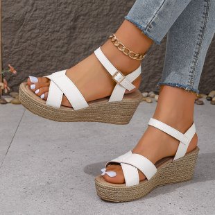 Wedge Women's Plus Size Peep Toe Buckle Platform Buckle Sandals