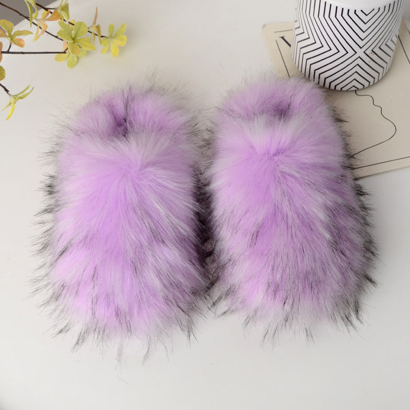 Woolen Slippers Winter Home Wear Velvet Thermal Non-slip Toe Covering Wool Sleeper