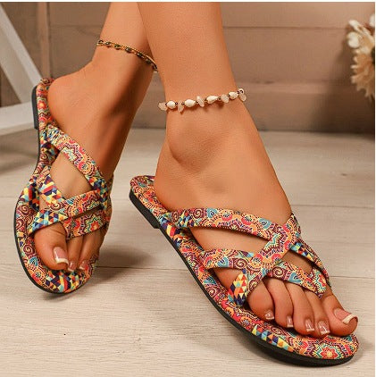 Women's Flat Printed Slippers New Summer Bohemian Ethnic Style