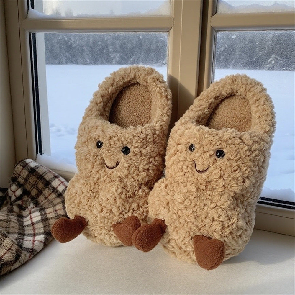 Home Thermal Cotton Slippers Women's Plush Confinement Shoes