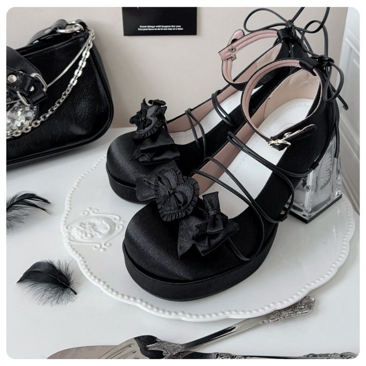 Glass Worry Elegant High Heel Pumps Round Toe Bowknot