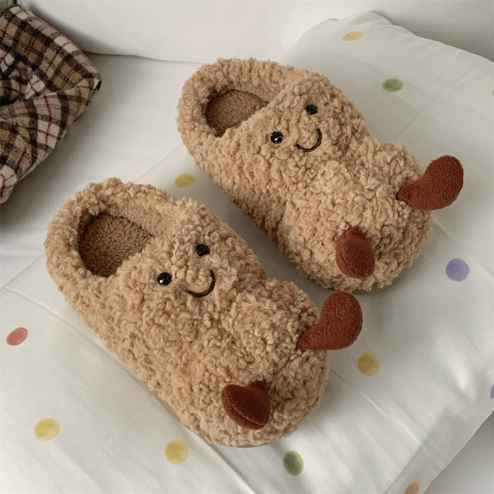 Home Thermal Cotton Slippers Women's Plush Confinement Shoes