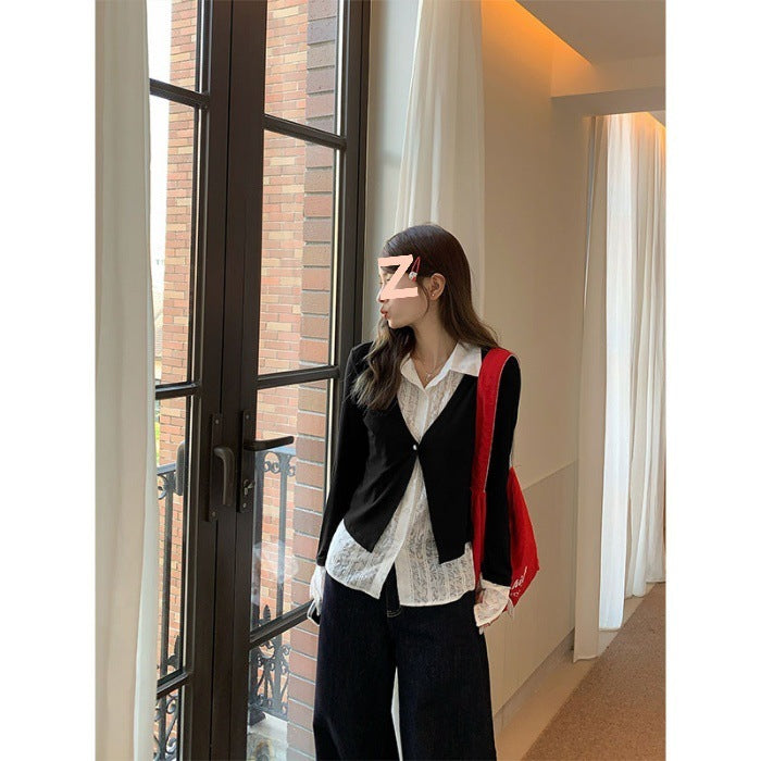 Fashion Fake Two-piece Long Sleeve Shirt Women