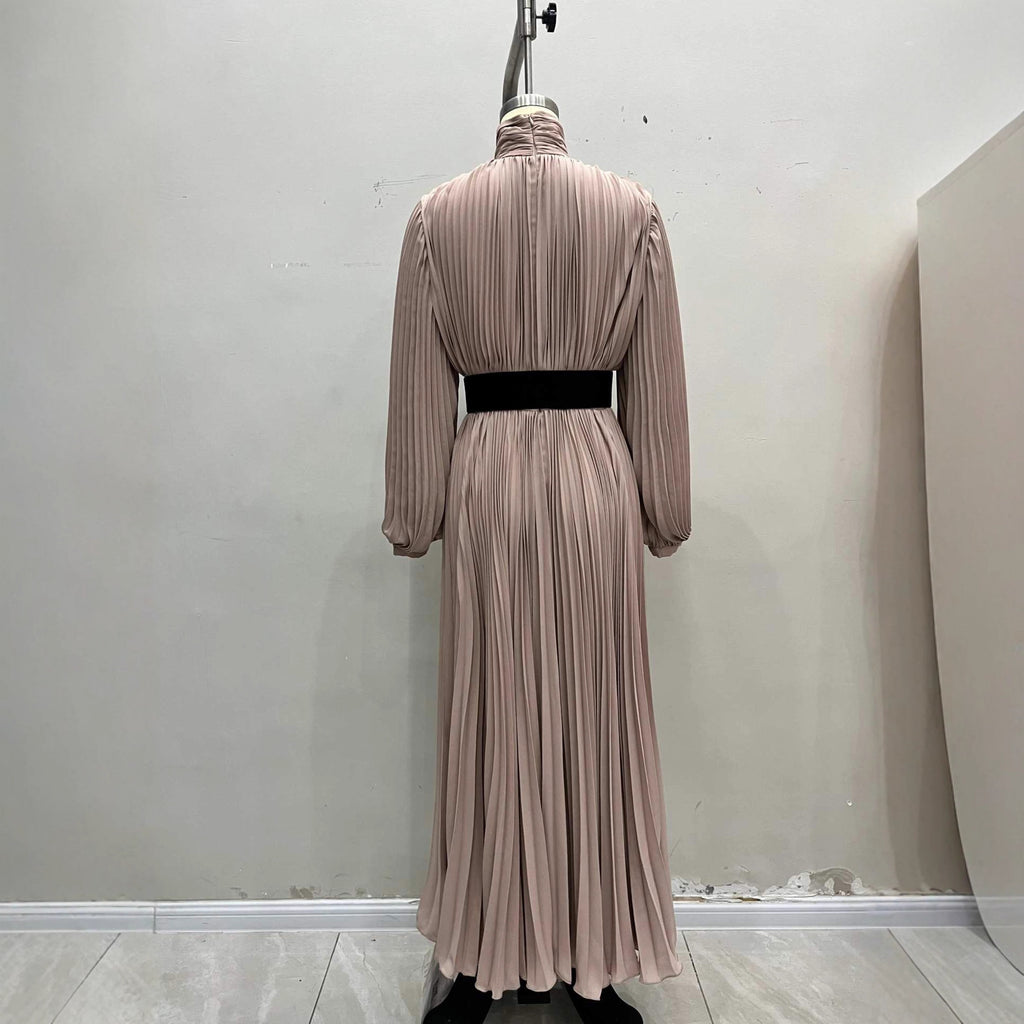 Women's French Elegant Style High Neck High Waist Dress