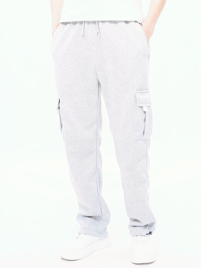 Men's Loose Sweatpants Overalls With Multi-pocket Tether