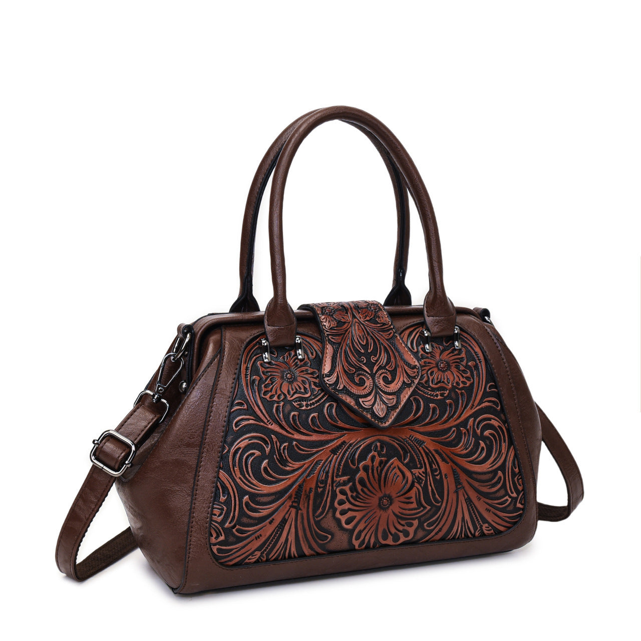 Handmade Carved One-shoulder Women's Leather Bag