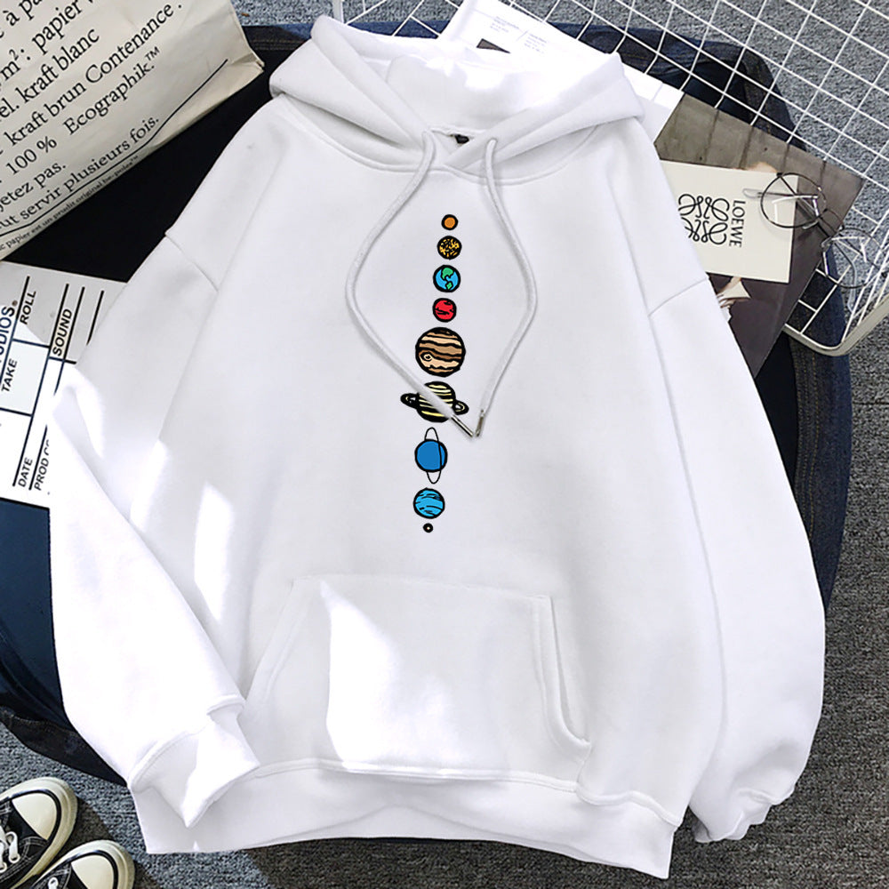 Men's Fashion Nine Planets Print Hoodie