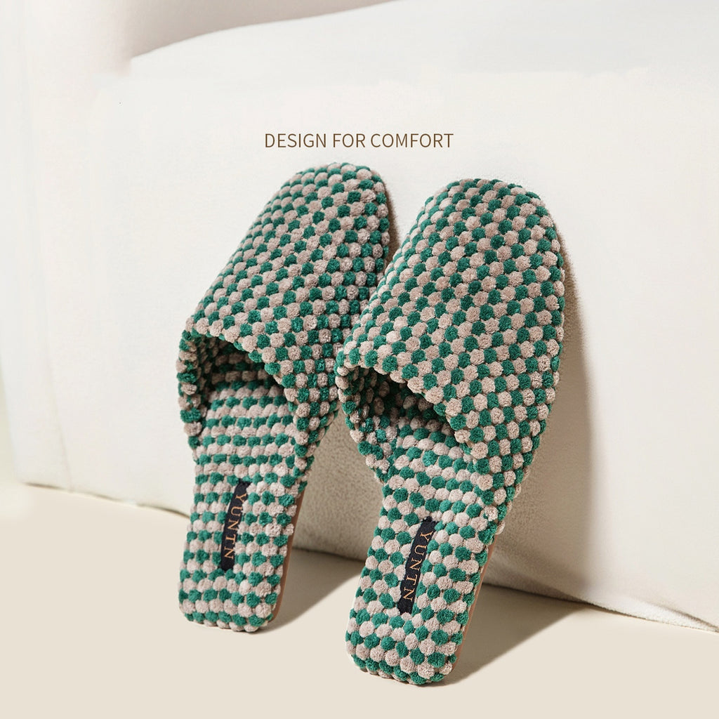 Pineapple Velvet Skin-friendly Warm Suede Couple Cotton Slippers