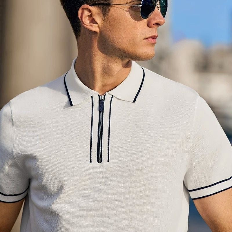 Casual Fashion Zipper Polo Rugby Team Men Trendy Tops