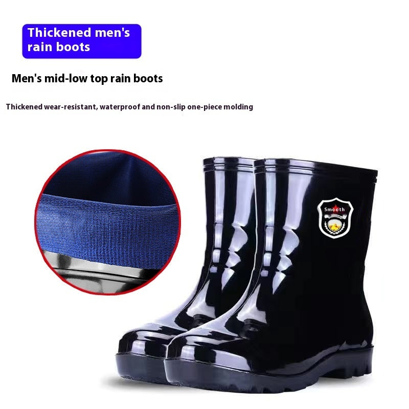 Popular Men's Tendon Bottom Camouflage Wear-resistant Rain Boots Fleece-lined Warm