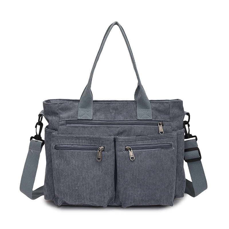 Korean Style Simple Large Capacity Fashion Corduroy Shoulder Bag