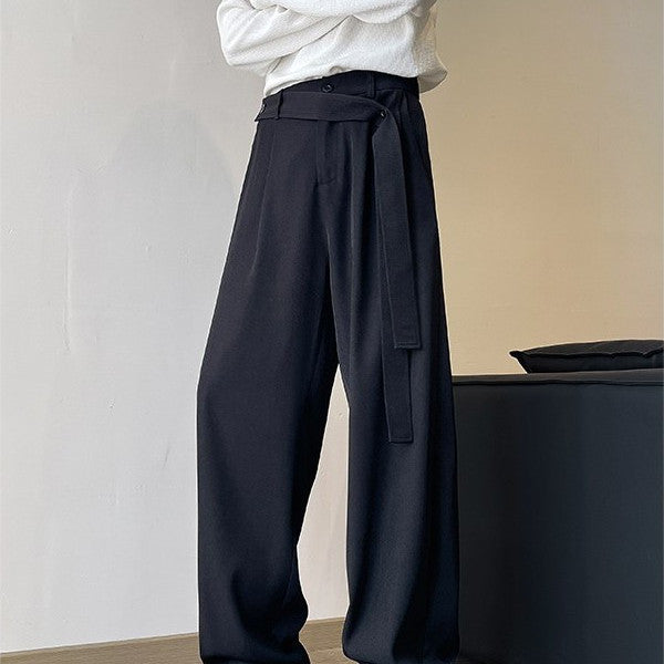 Ribbon Oblique Belt Machete Suit Pants Men's Plus-sized Plus Size Loose