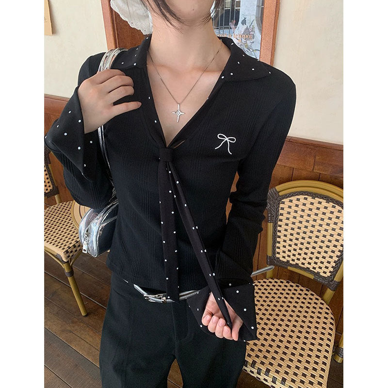 Premium Solid Color Polka Dot T-shirt For Women