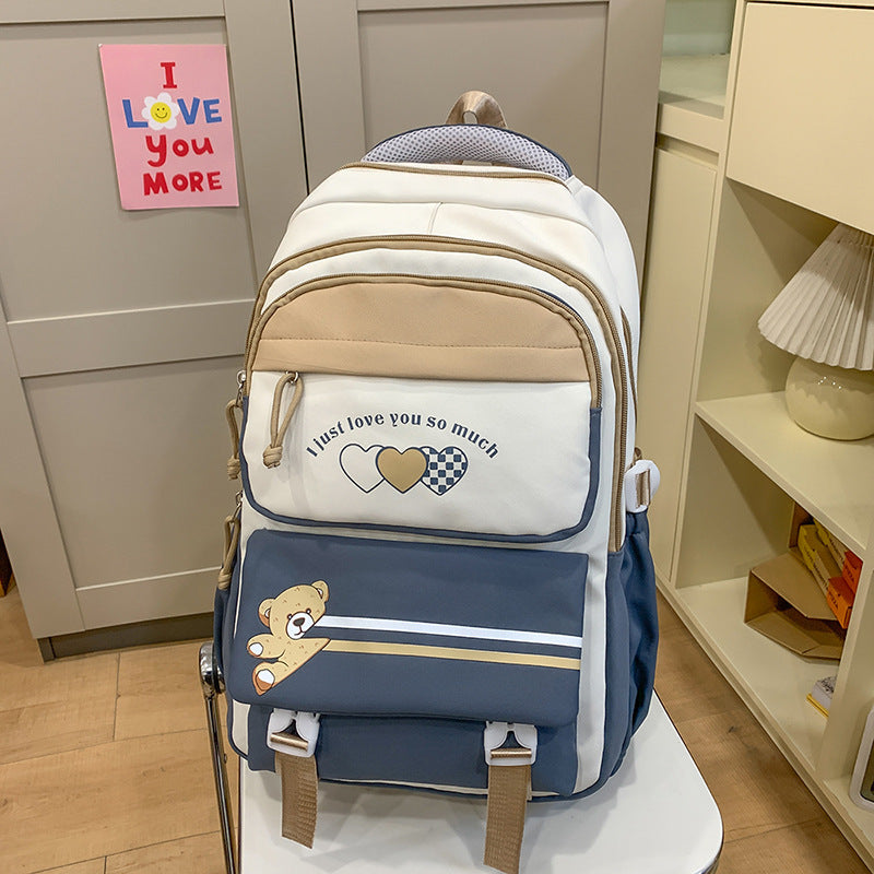 Student Portable Burden Alleviation Middle School High School Girl Large Capacity Backpack