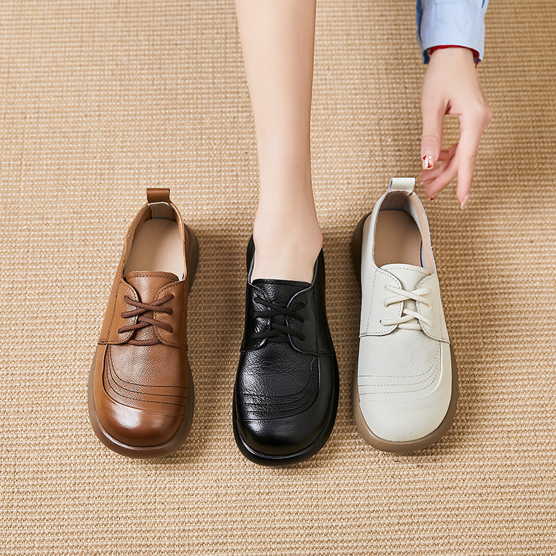 Spring And Autumn Round Toe Lace-up High Heel Pumps