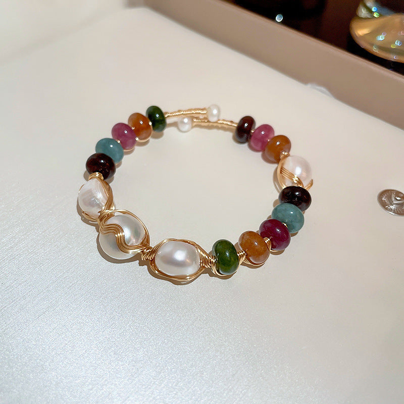 Baroque Freshwater Pearl Zircon Bracelet