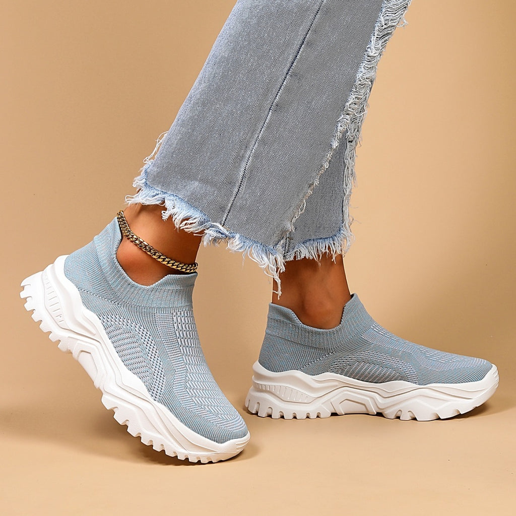 Sports Women's Breathable Flying Woven Socks Slip-on Lazy Shoes